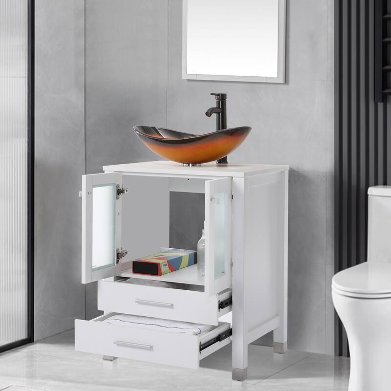 24" Bathroom Vanity with Sink Set Storage Cabinet Combo
