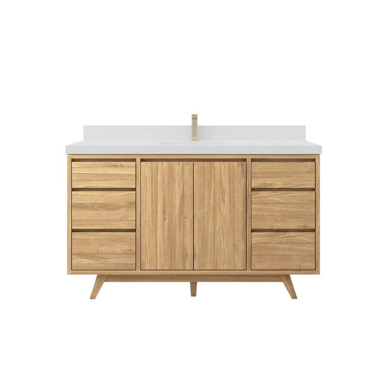 Willow Collections 60 in. W x 22 in. D Madison Teak Single Sink Bathroom Vanity with Countertop
