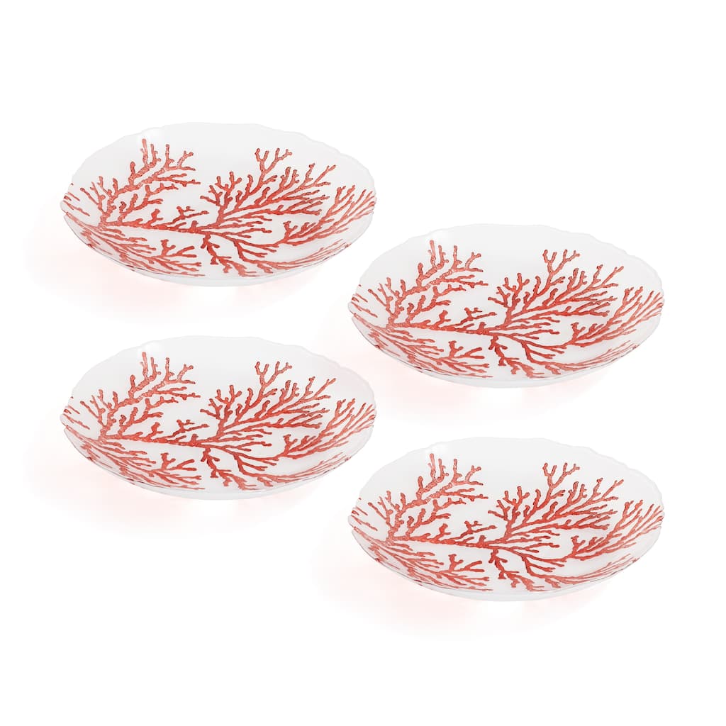 Coral Design Glass Bowls, Set of 4