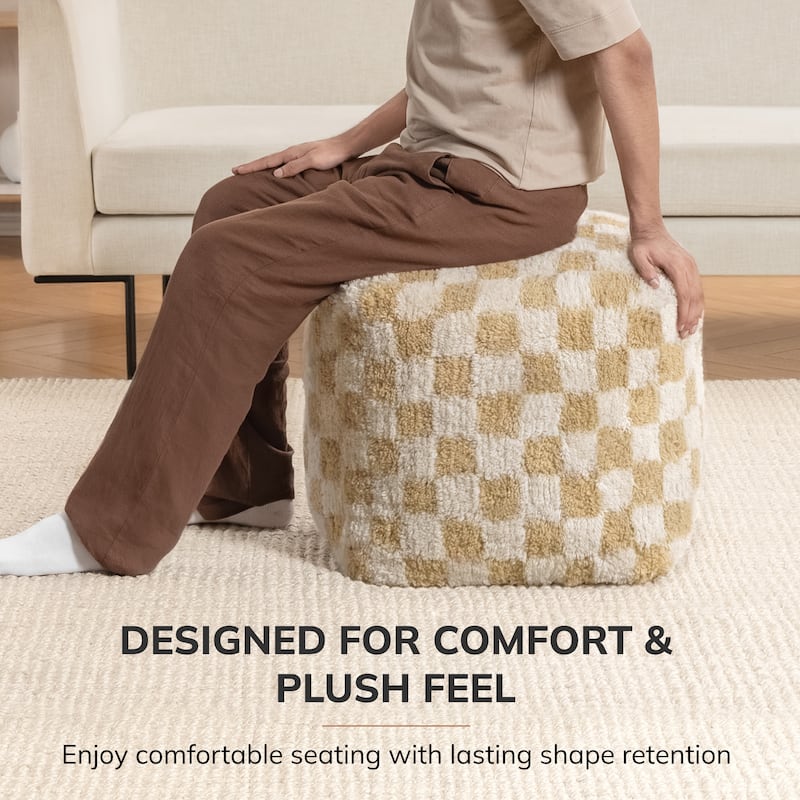 Jani 20-inch Ottoman Pouf - Handcrafted Handmade Ottoman for Seating, Footrest, Home Decor for Living Room, Bedroom