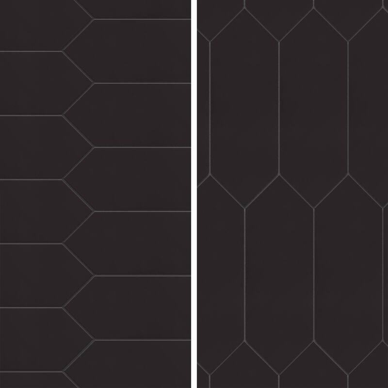Merola Tile Kite Black 3-7/8" x 11-3/4" Porcelain Floor and Wall Tile