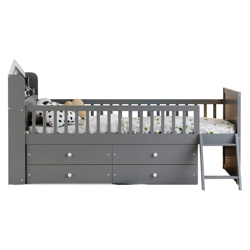 Twin Bed Frame with Storage 4 Drawers