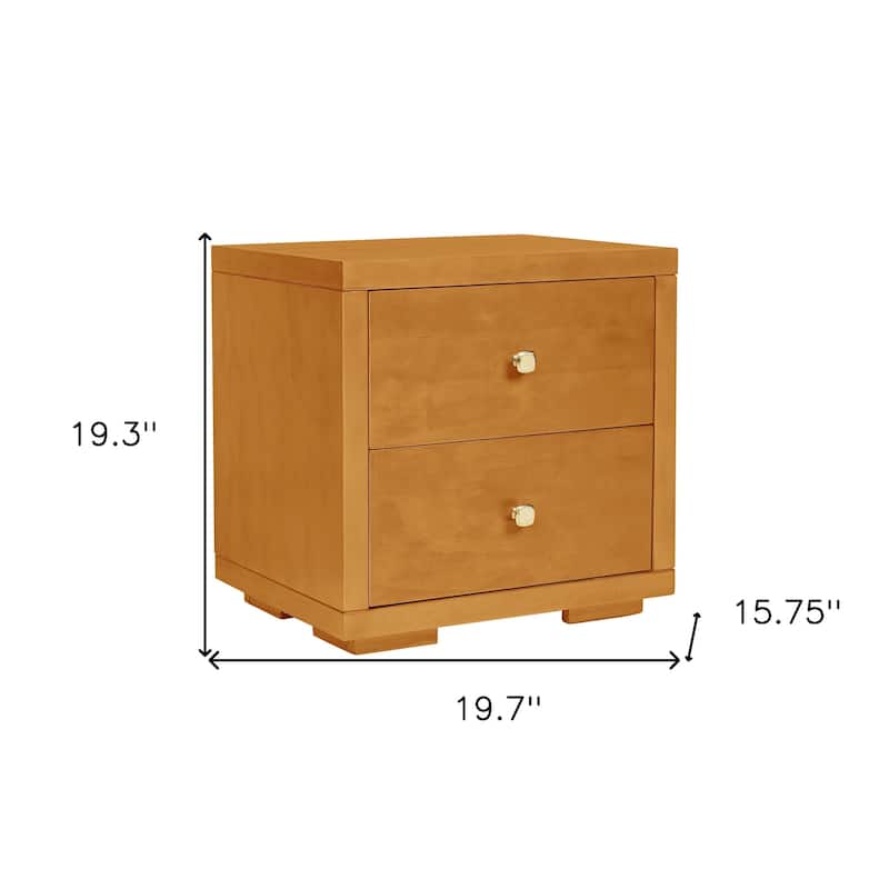 HomeRoots 19" Oak Two Drawer Nightstand