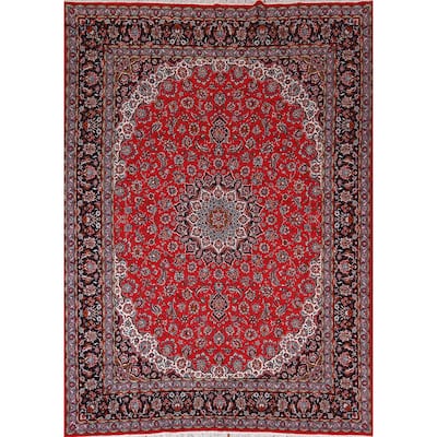 Red Kashan Turkish Area Rug Machine Made Bedroom Carpet - 9'9" x 12'0"