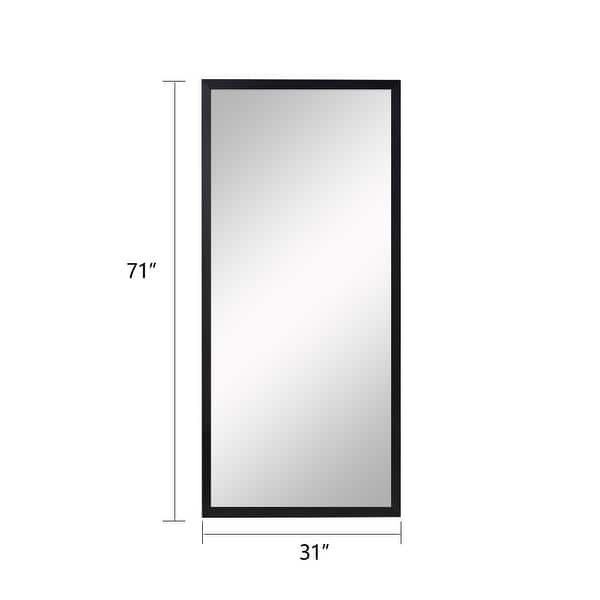 dimension image slide 0 of 3, 71''×31'' Silver Full-Length LED Mirror with Imitation Wood Frame and Hooks, for Bedroom, Living Room, Bathroom