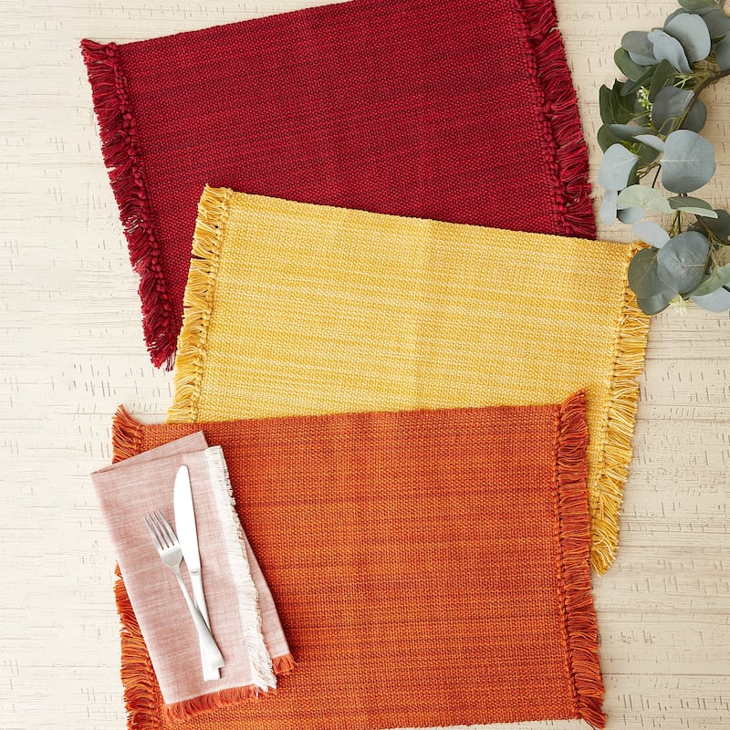 DII Variegated Redwood Fringe Placemat Set/6