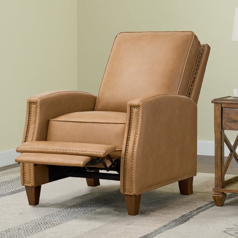 Spruce & Spring Alston Push Back Recliner Chair with Nailhead Trims for Living Room