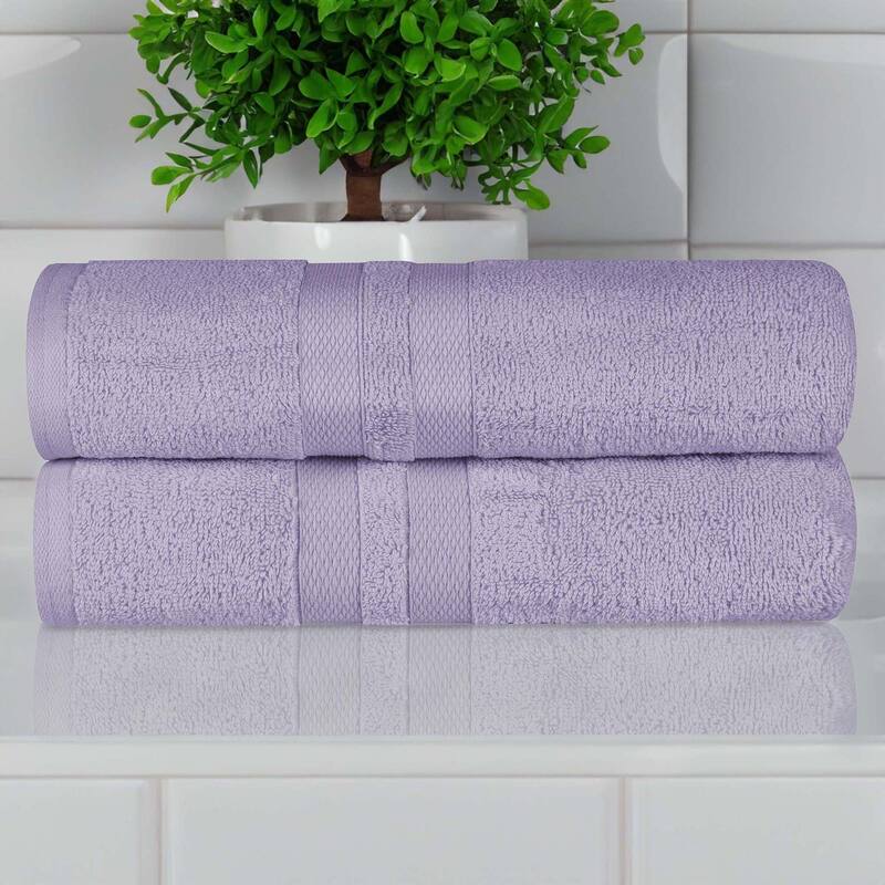 Superior Ultra-Soft Cotton Solid Medium Weight Bath Towel Set of 2 - Wisteria