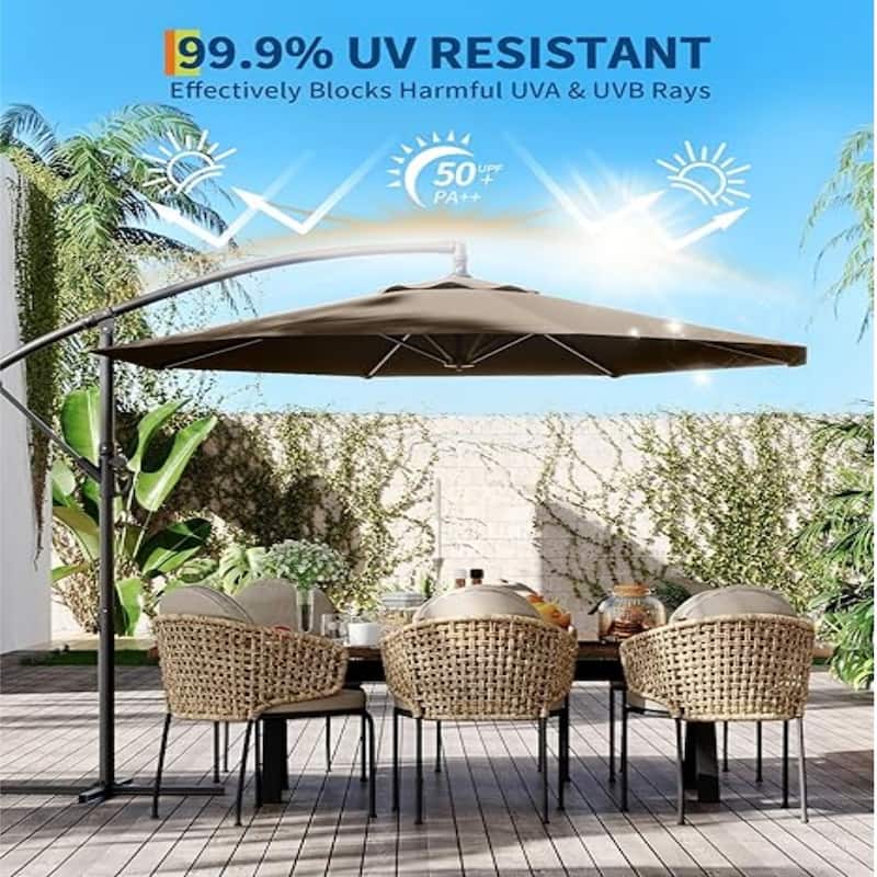 10' Cantilever Large Parasol with Cross Base, Navy