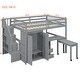 preview thumbnail 3 of 18, Full Size Loft Bed with Stairs, Bookshelf, Drawers, Desk & Wardrobe - Multifunctional Furniture for Kids & Teens