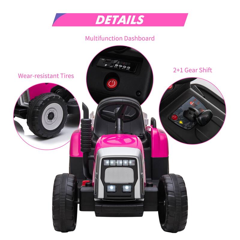 12V 25W Ride on Tractor with Trailer & Remote Control