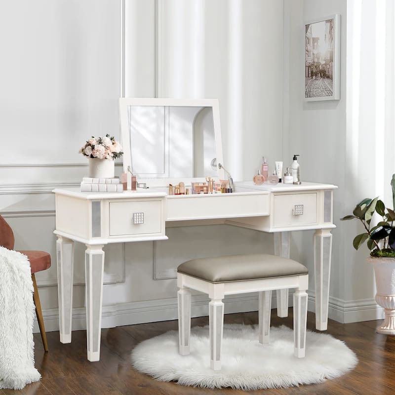 Mirrored Vanities Desk with Drawers