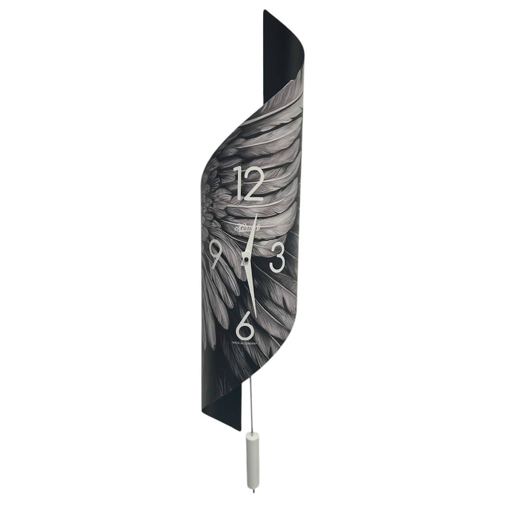 Abstract Wings Pendulum Wall Clock - 26.5" - Black and White