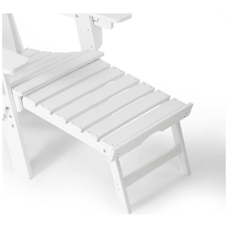 Laguna Outdoor Folding Adjustable Adirondack Chair with Cup Holder & Hideaway Ottoman (Set of 2)