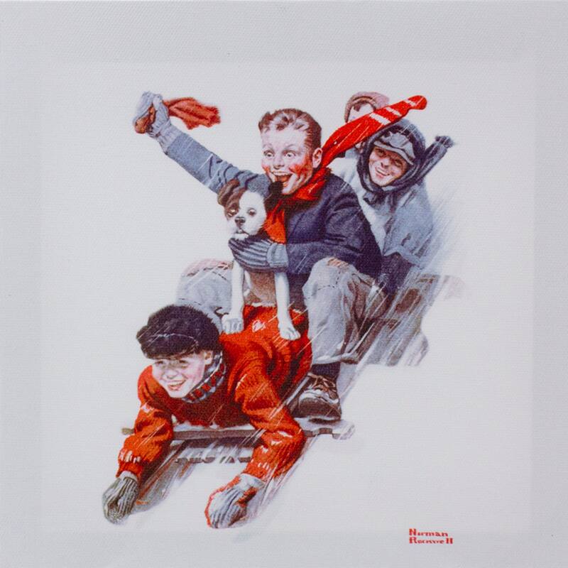 8" x 8" Norman Rockwell Classic Christmas Scene Canvas Prints Set of 4