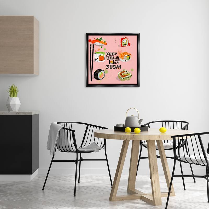 Stupell Keep Calm & Eat Sushi Framed Floater Canvas Wall Art Design By Juliet Rose Philips