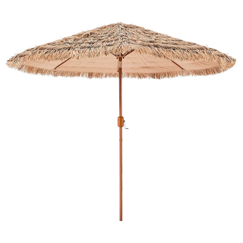 9ft Thatched Patio Umbrella with Adjustable Tilt for Outdoor Shade - 108” x 6” x 93.6” - Beige