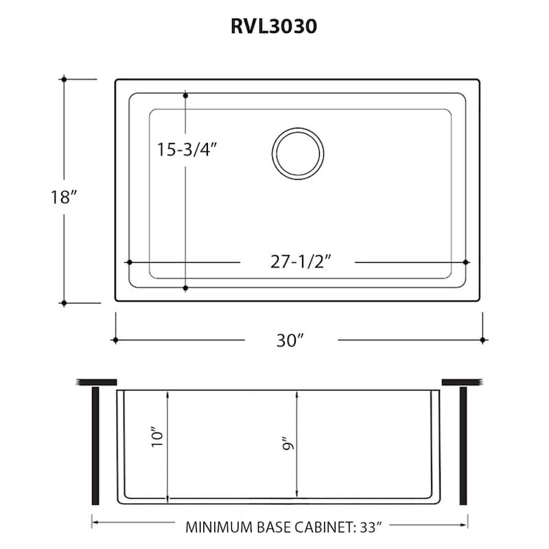 Ruvati 30-inch Fireclay Undermount / Drop-in Topmount Kitchen Sink Single Bowl - Blue- RVL3030LU - 30" x 18"