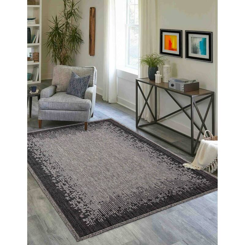 ECARPETGALLERY Machine Woven Edge Grey Area Rug