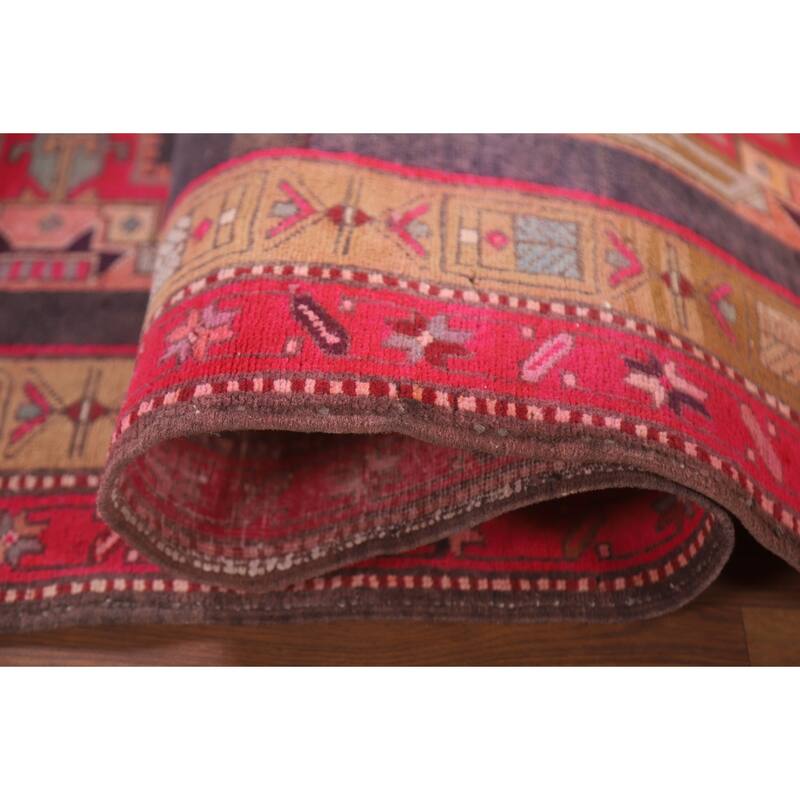 Hand Knotted Oriental 100% Wool Carpet Traditional Geometric Greys & Charcoal Meshkin Runner Rug - 10' 3'' X 3' 10''