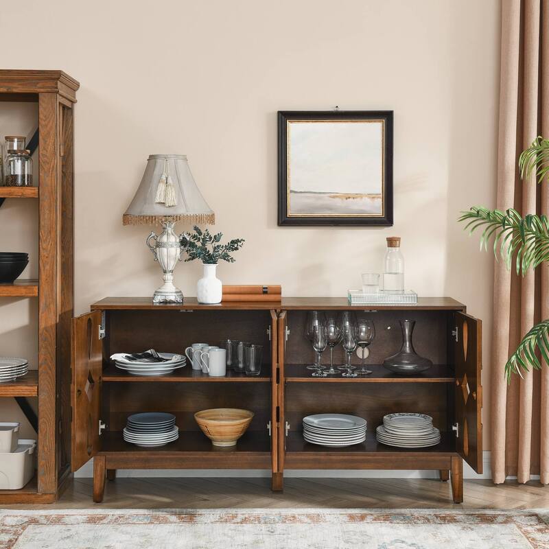 Mid Century Modern 60-inch 4-Shelf Dining Sideboard/Buffet