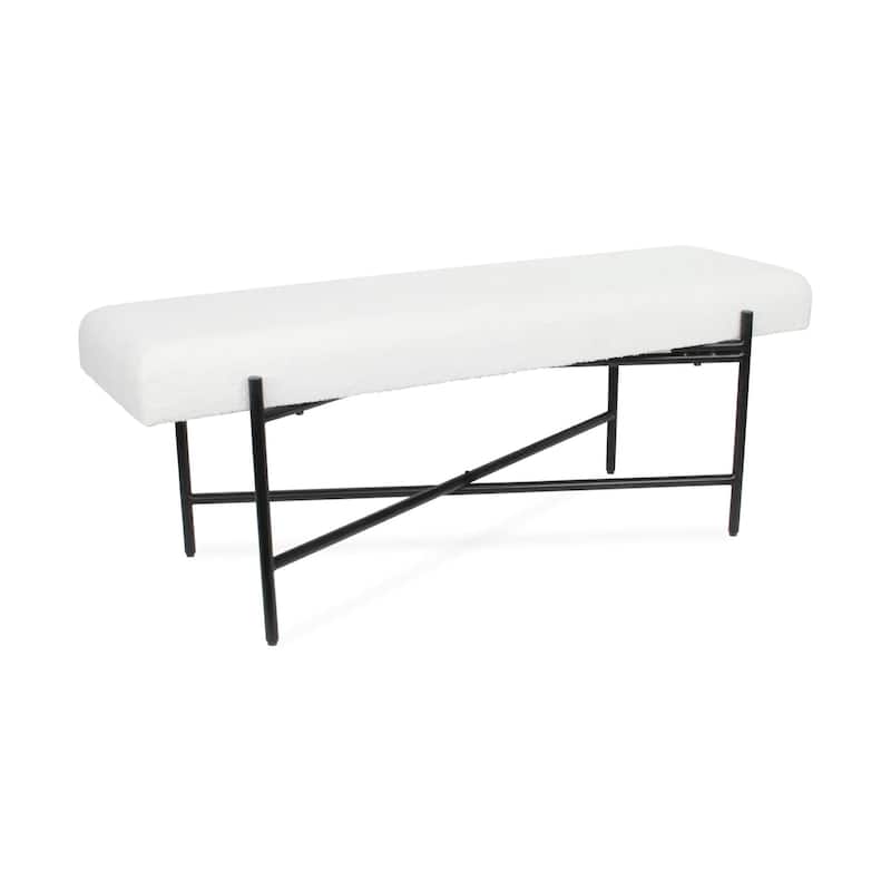 Handmade Rectangular Cushion Top Entryway Bench - 47" - White
