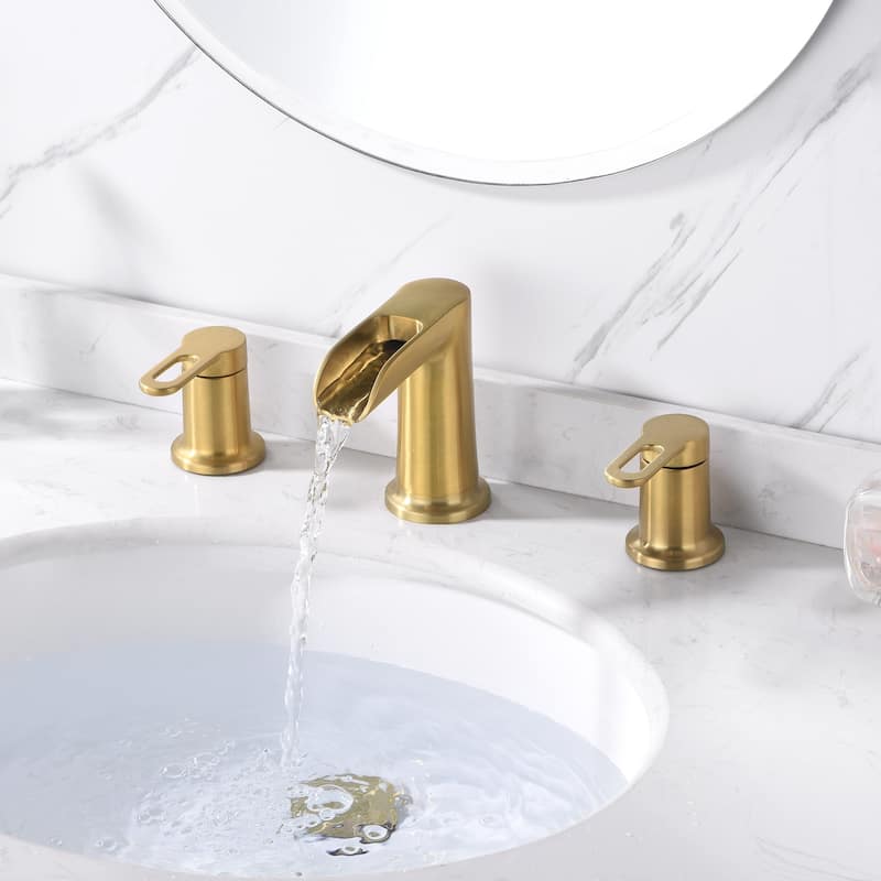 Luxier WSP16-T Waterfall Widespread Bathroom Faucet with Pop-Up Drain