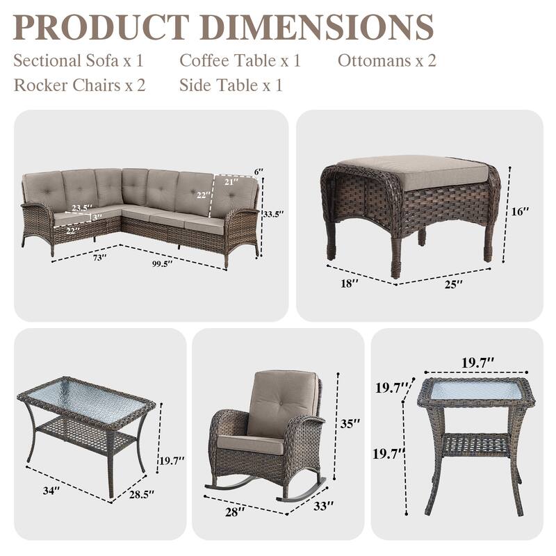 Outdoor Sectional Sofa Rocker Chair Table Ottomans