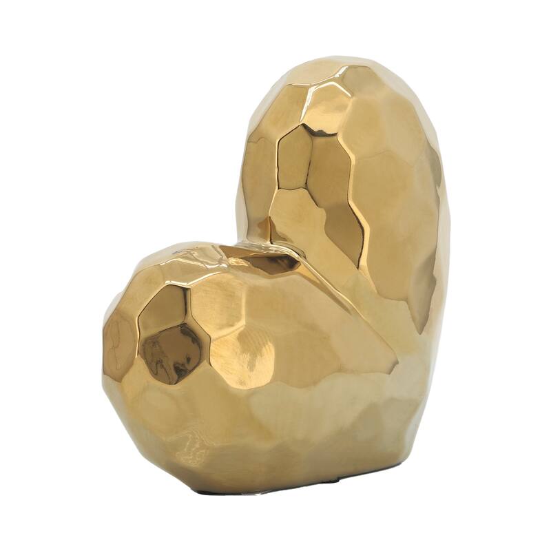 Modern Geometric Heart Sculpture - Ceramic Decorative Object