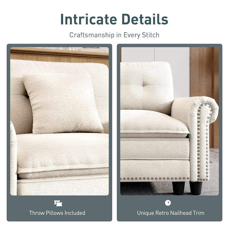 MAISON ARTS Mid-Century Modern Oversized Modular Sectional Couch Set with Ottoman, Cloud Sofa with Throw Pillows for Living Room