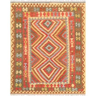Anatolian Multi Kilim Hand-Woven Wool Area Rug (5' 1" X 6' 5") - 5' x 6'