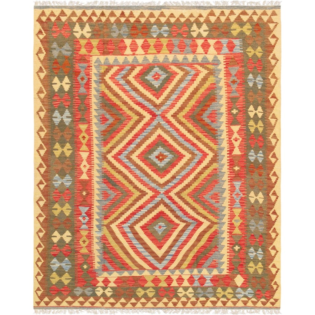 Anatolian Multi Kilim Hand-Woven Wool Area Rug (5' 1" X 6' 5") - 5' 1'' X 6' 5''