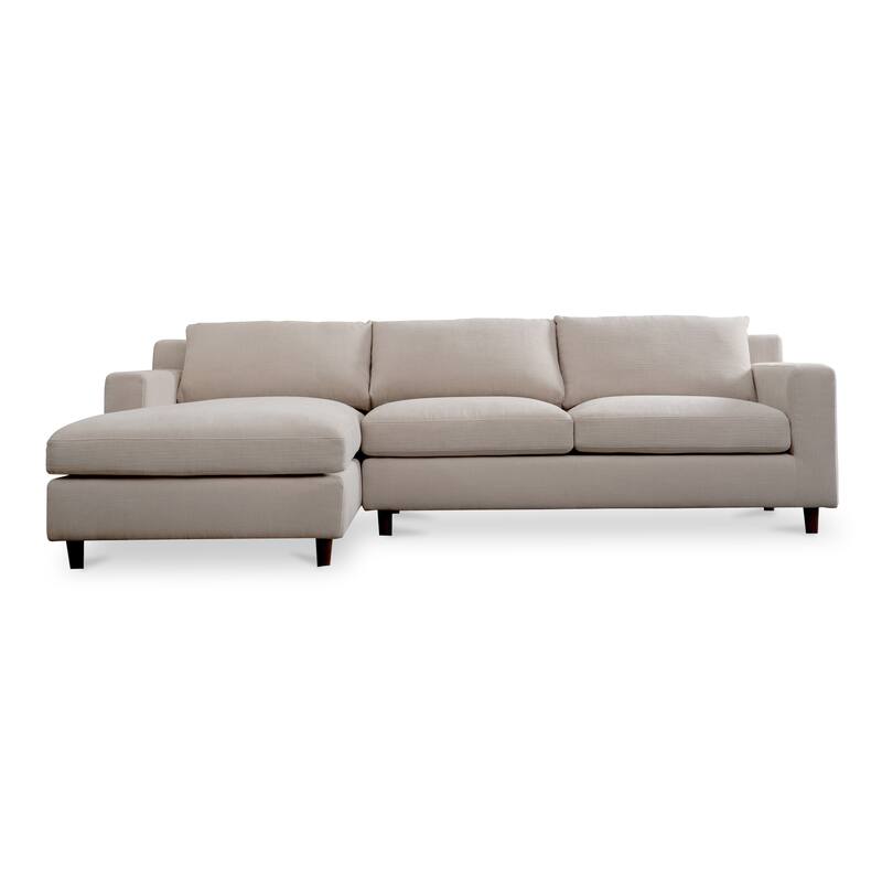 NADAAL STUDIOS Veyric Right-Facing Sectional Sofa, High Back, Chenille Performance Fabric, Feather Blend Seat, Seats 4, White