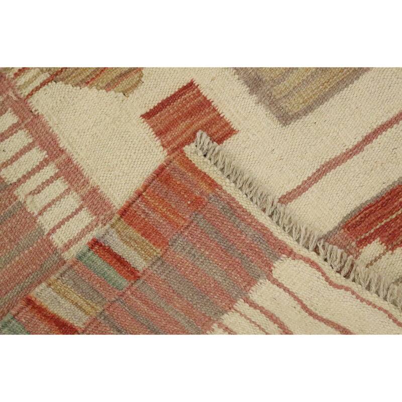 Hand Woven Oriental 100% Wool Carpet Southwestern Tribal Multi-Colored Kilim Area Rug - 8' 11'' X 6' 0''