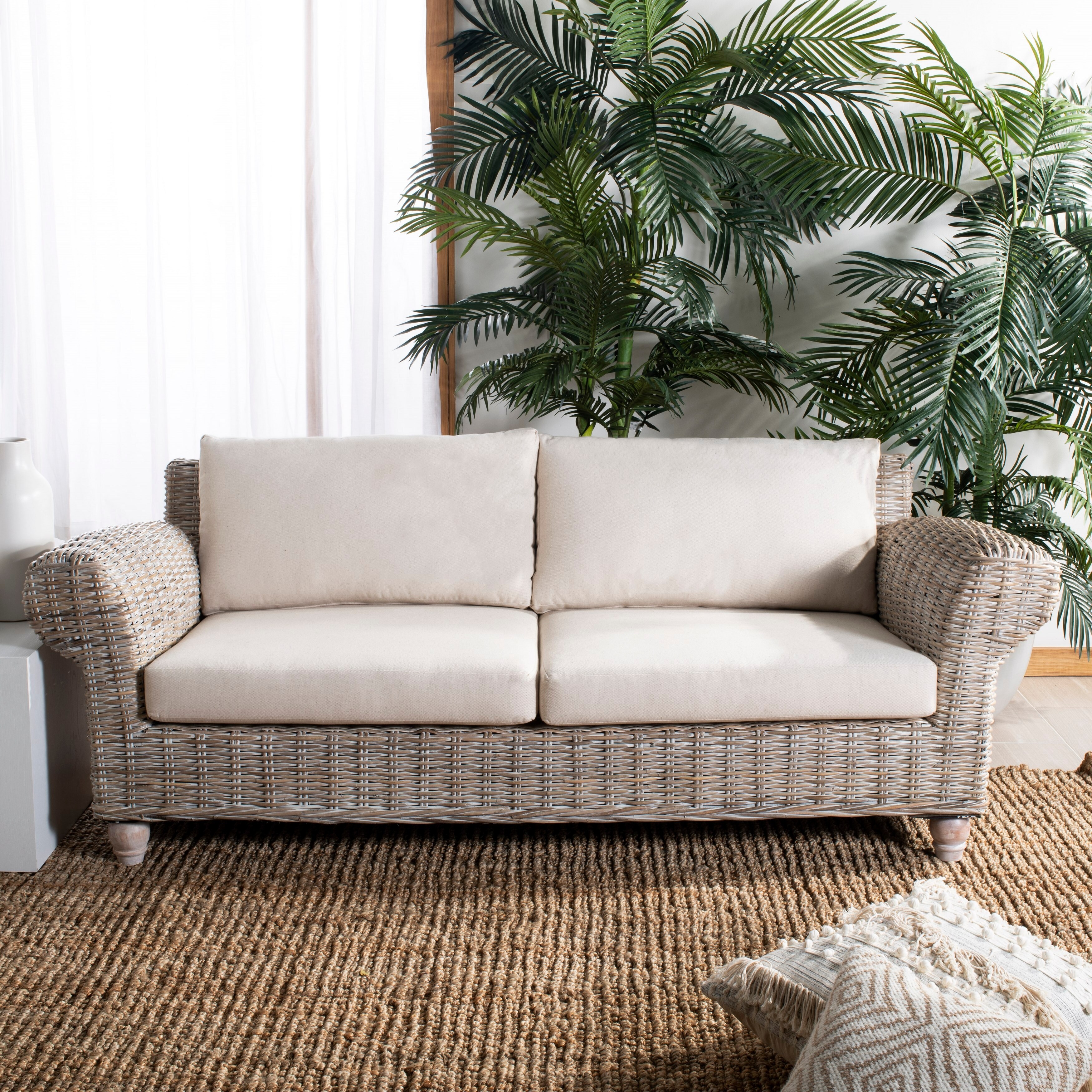 Shop Safavieh Couture Tahiti Wicker 2 5 Seater Sofa White Washed