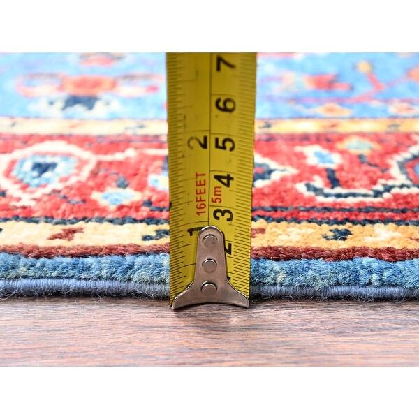 Shahbanu Rugs Cornflower Blue Super Fine Wool and Weave Serapi Heriz ...