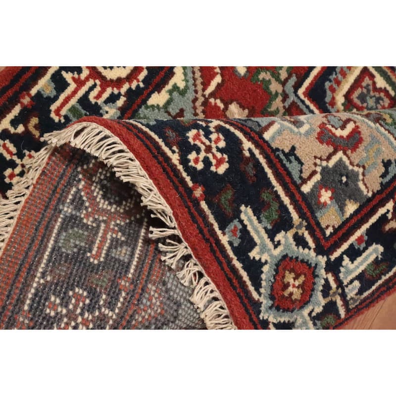 Hand Knotted Oriental 100% Wool Carpet Traditional Medallion Oranges & Rust Heriz (serapi) Area Rug - 5' 1'' X 3' 0''