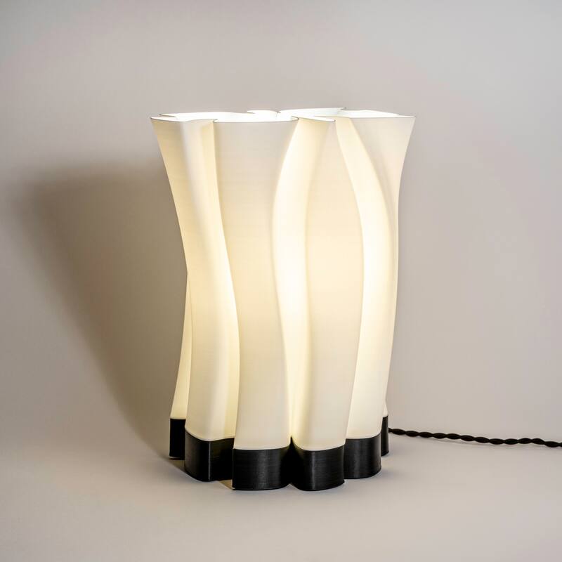 Flame 13.5" Modern Bohemian Plant-Based PLA 3D Printed Dimmable LED Table Lamp, by JONATHAN Y