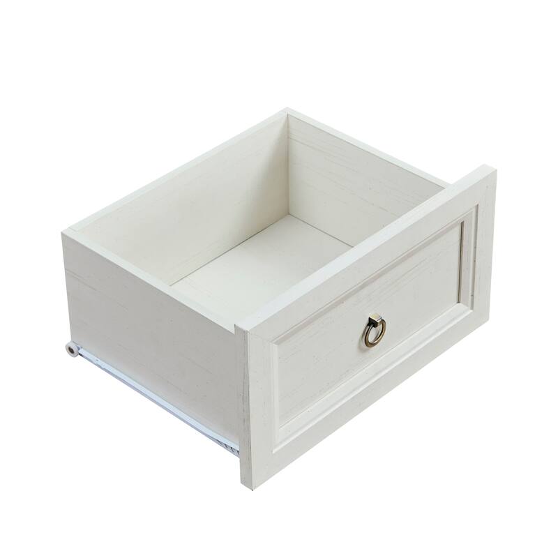 Anmytek White and Walnut 8 Drawer Dresser Chest for Bedroom - Farmhouse Organizer Storage