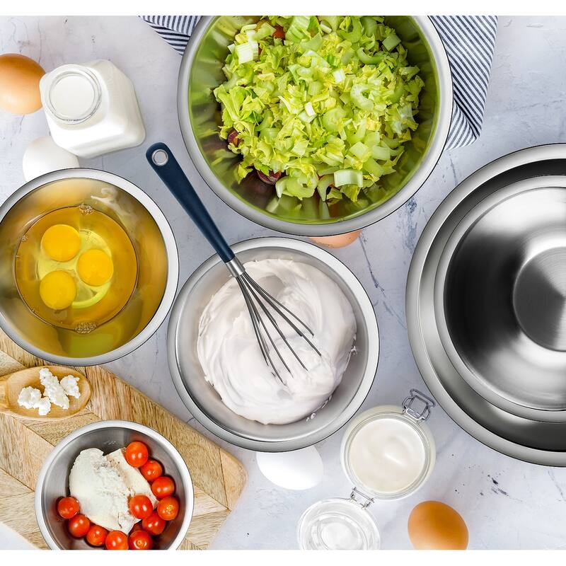 Joytable 14 Piece Premium Nesting Stainless Steel Mixing Bowls with Measuring Cups and Spoons Set