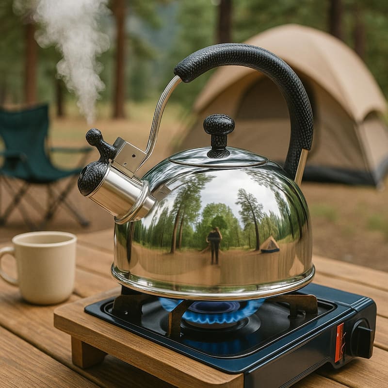 Creative Home Cobra 2.7 Quart Stainless Steel Whistling Tea Kettle with Aluminum Capsulated Bottom