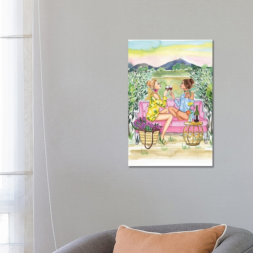 iCanvas "Two Girls Drink Wine" by Rongrong DeVoe Canvas Print