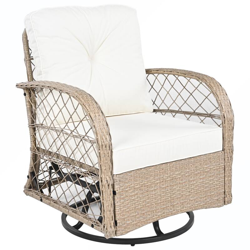 3PCS Rattan Swivel Chair and Table Set