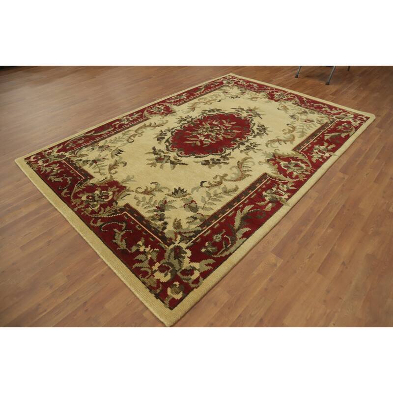 Victorian Style Floral Indian Area Rug 7x10 - 9' 7'' X 6' 7''