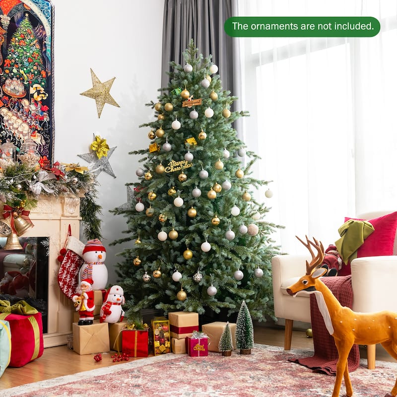 Costway 7ft Artificial Christmas Spruce Hinged Tree w/ 1260 Mixed PE &
