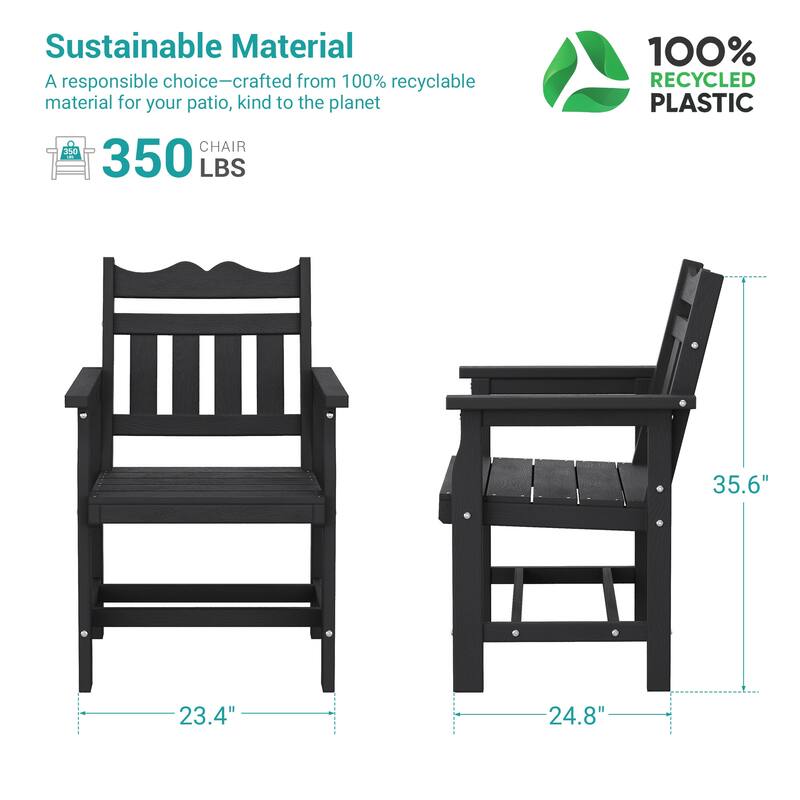 HIPS All-weather Outdoor Dining Chairs with 304 Hardware (Set of 2)