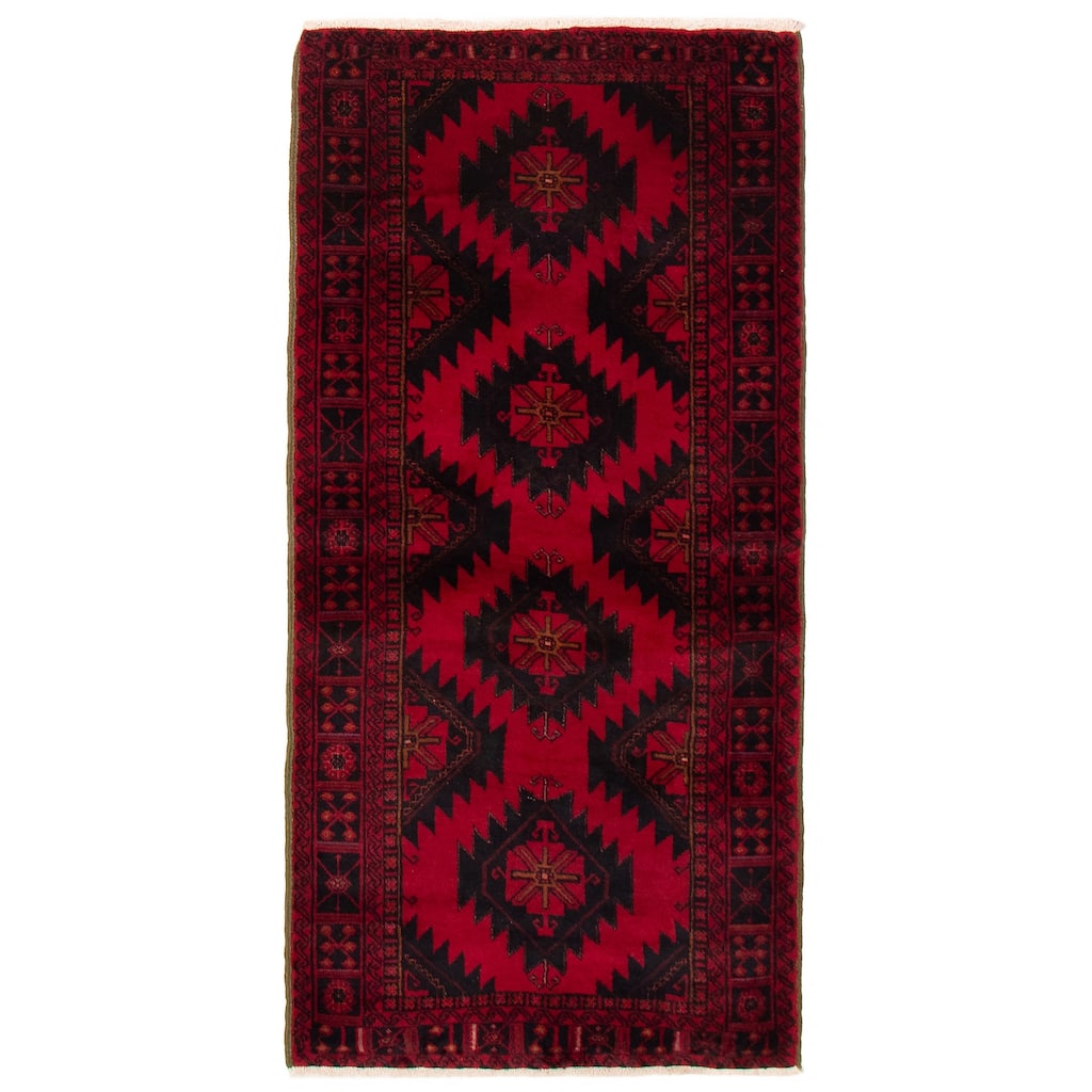 ECARPETGALLERY Hand-knotted Royal Baluch Red Wool Rug - 3'5 x 6'9