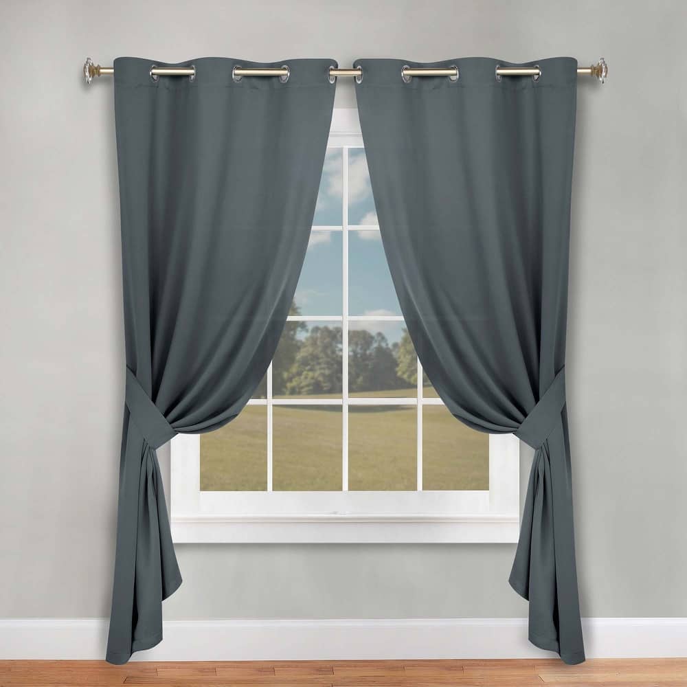 Superior Solid Machine Washable Room Darkening Grommet Blackout Curtains, Set of 2
