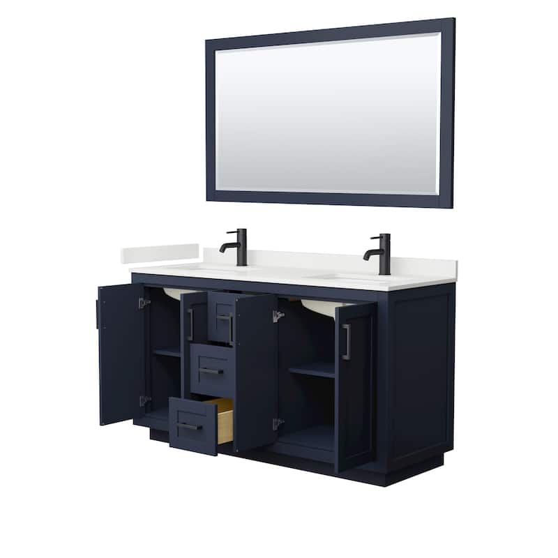 Miranda 60-inch Double Vanity, Quartz Top, 58-inch Mirror