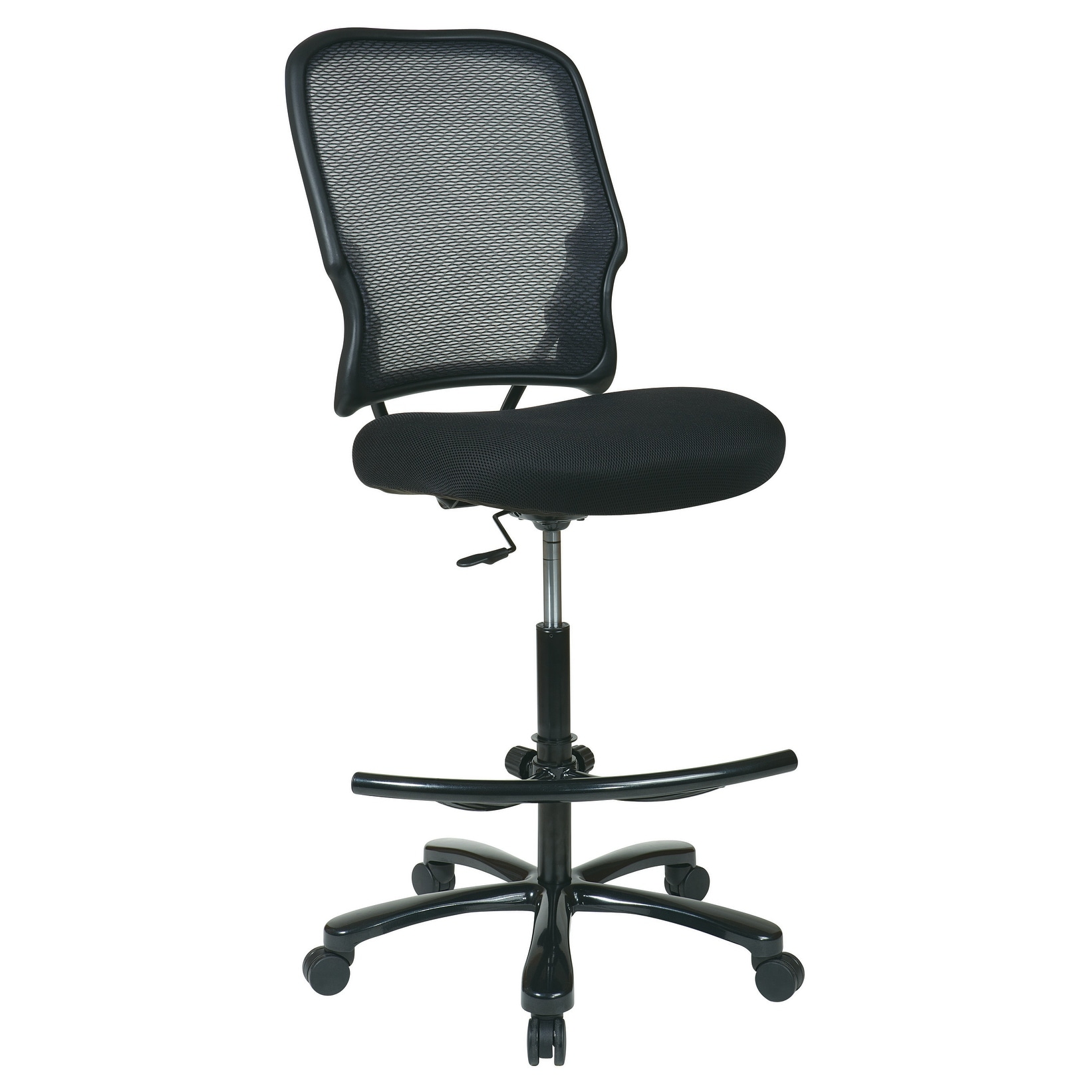 OSP Big Man's Dark MeshBack Drafting Chair with Lumbar Support and Adjustable Height
